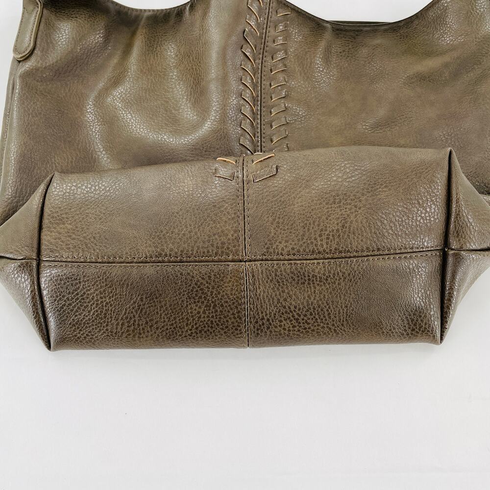 CARLOS by CARLOS SANTANA Green Brown Hobo Tassel Bag Purse Tote - Picture 7 of 11